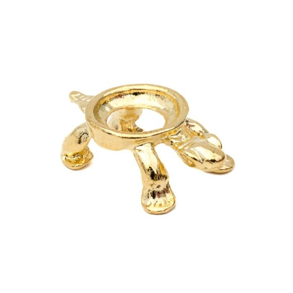 Mini Gold Tone Turtle Display Stand Gemstone Eggs Spheres Marbles Ball Holders - Picture 1 of 10
